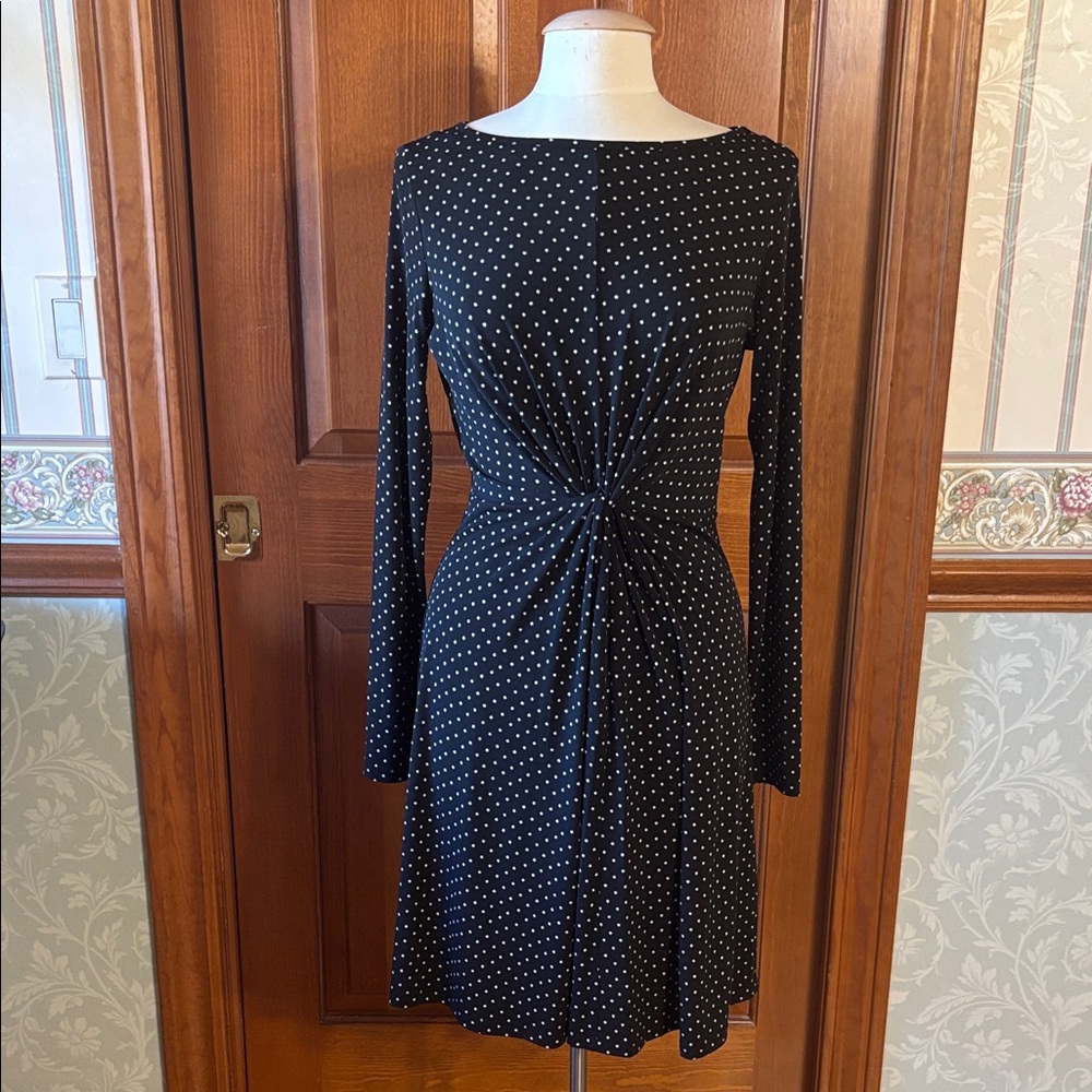 Michael Kors Black Dress with White Star Pattern. Long Sleeve Dress. Size Medium